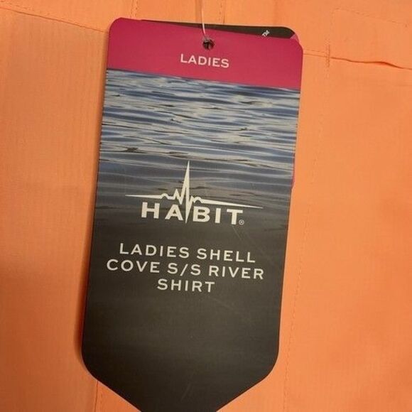 NWT Habit UPF40+ Vented Short Sleeve Button Up Shirt Women Size 2XL Peach Orange - Picture 8 of 12